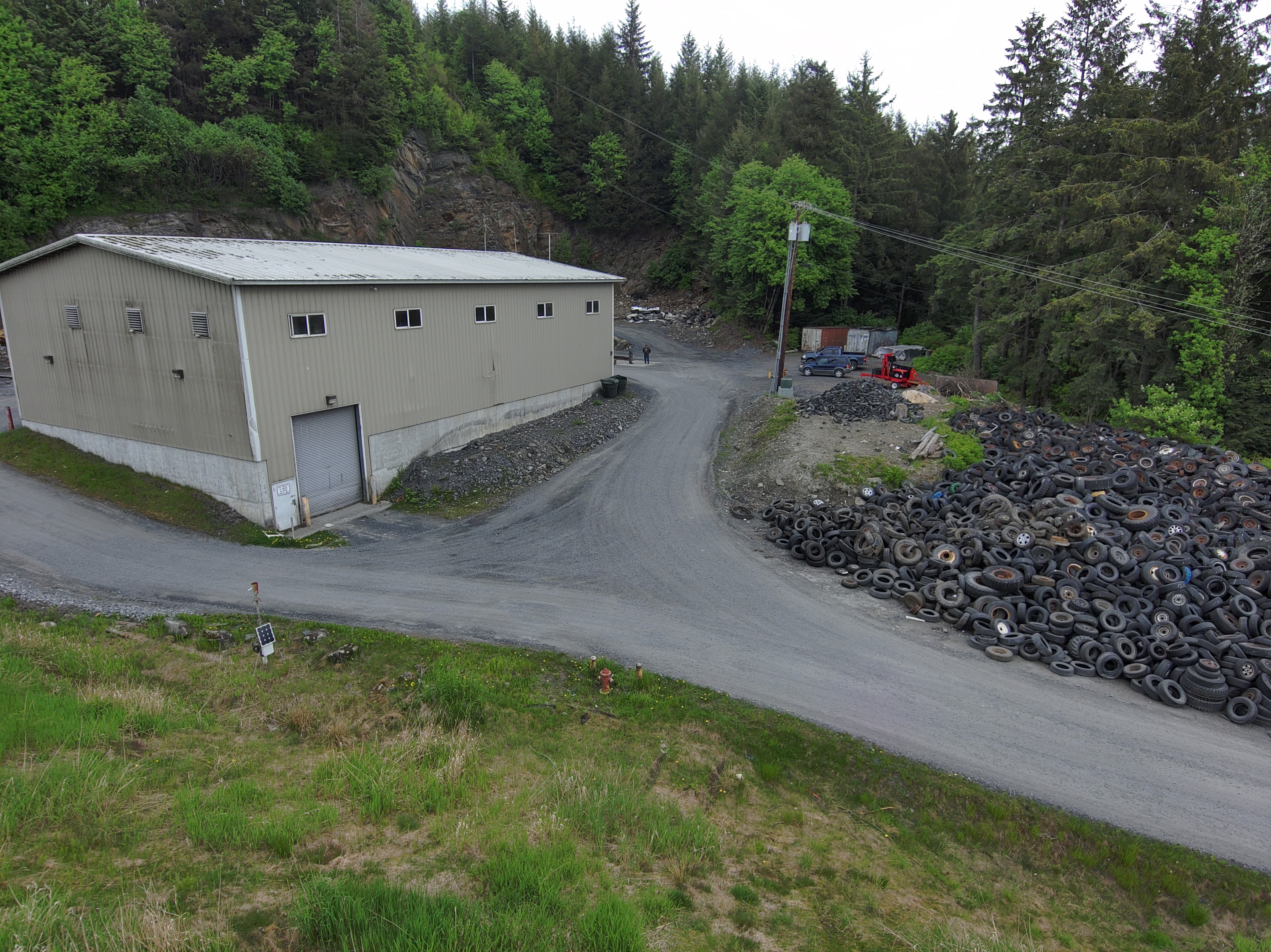 Drone photo of transfer station and tires